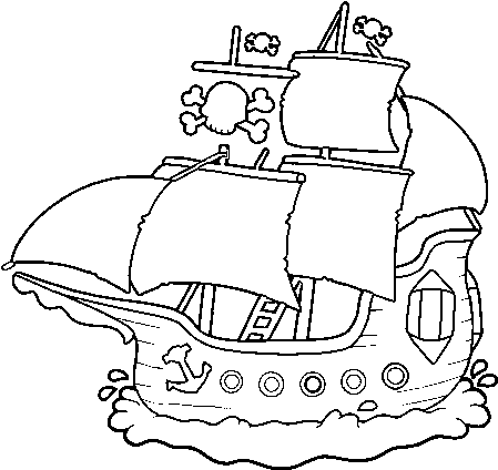 Pirate Ship Coloring Page - Barcos De Piratas Para Dibujar (600x470), Png Download
