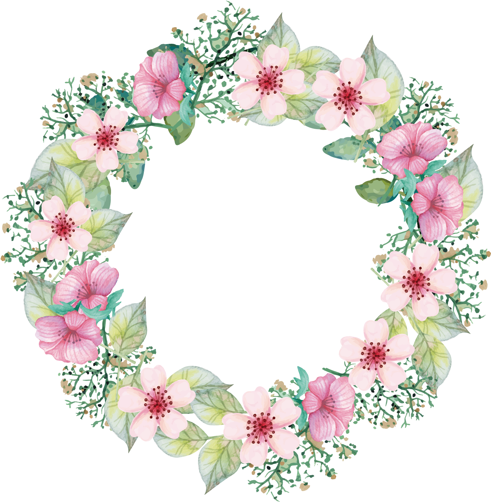 Clip Free Download Paper Flower Bouquet Wreath Transprent - Flower Wreath Vector Png (1667x1667), Png Download
