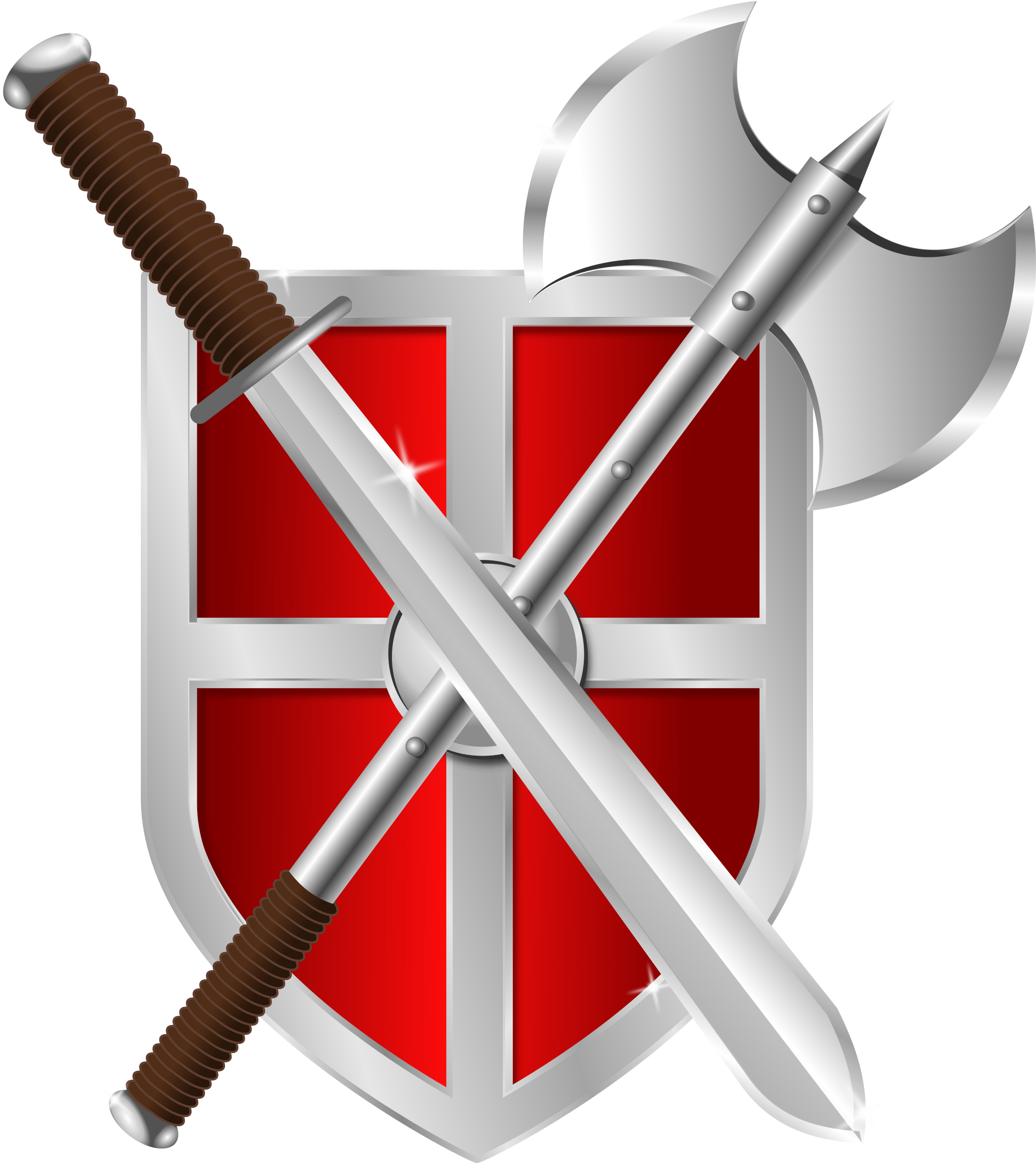 Sword, Battleaxe & Shield - Shield And Sword Clipart (2217x2400), Png Download