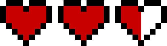 Super 8-bit Heart 8bit Hearts - 8 Bit Heart Zelda (620x200), Png Download
