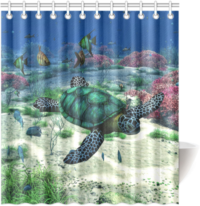 Design Fine Sea Turtle Shower Curtain Sea Turtle Shower - High Quality Bath Curtains Waterproof Fabric Rainbow (500x500), Png Download