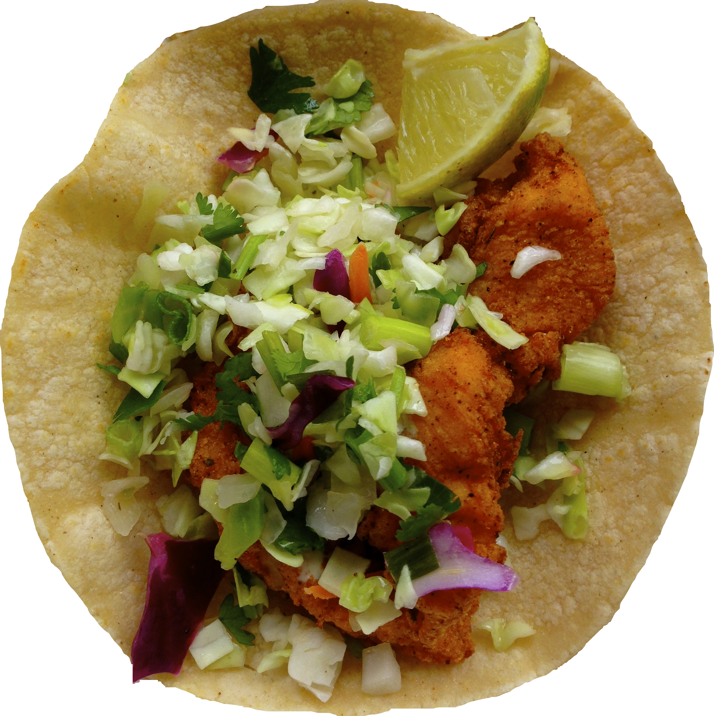 Fried Chicken Taco - Corn Tortilla (2315x2322), Png Download