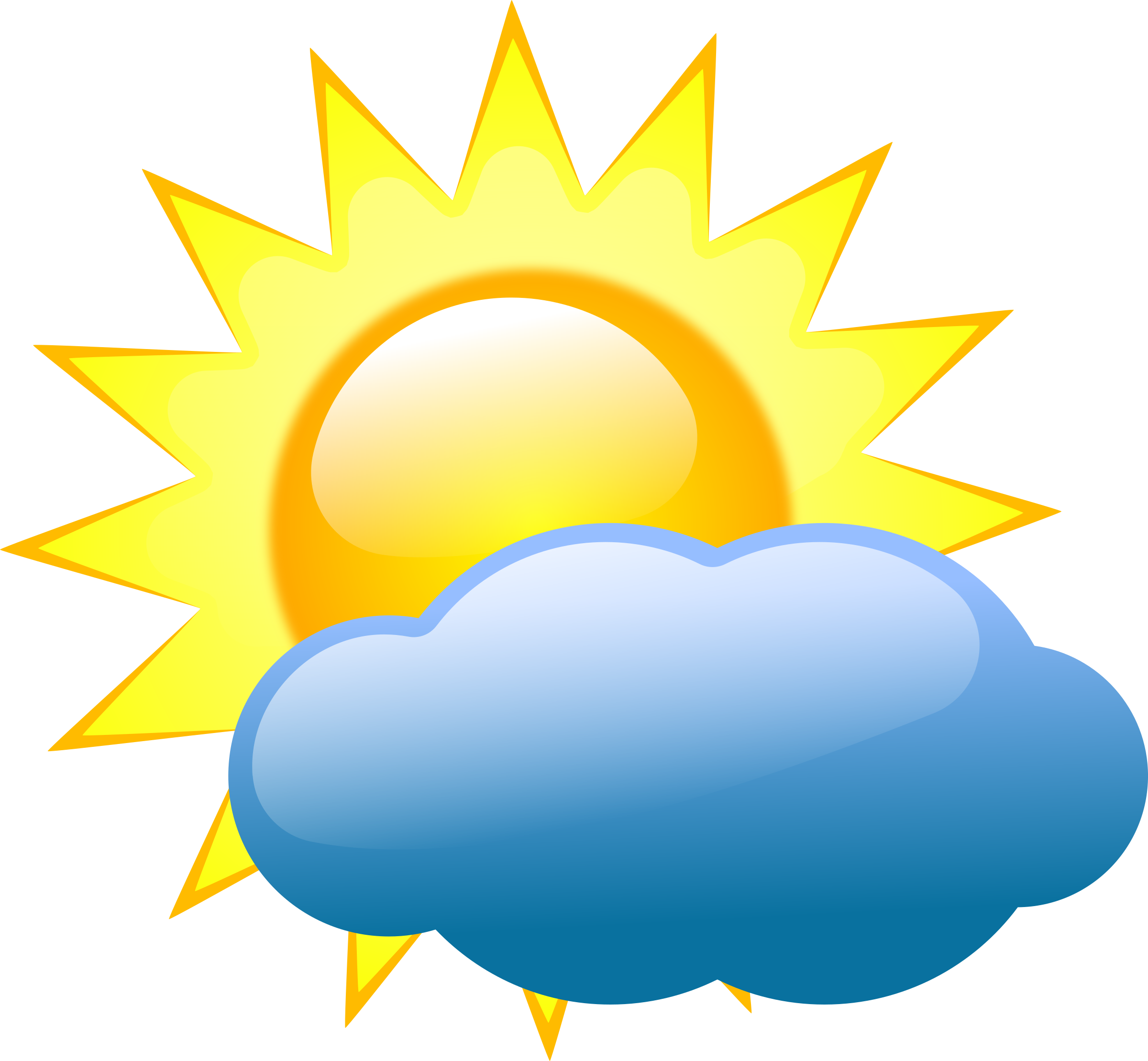 Summer Clipart Weather - Weather Symbols Partly Cloudy (600x555), Png Download