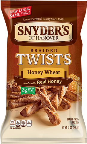 Honey - Snyder's Of Hanover Braided Twist Honey Wheat - 12oz (290x490), Png Download
