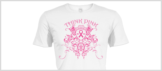 Think Pink Version 2 Breast Cancer Awareness Shirt - Cancer Survivor Desigh (680x300), Png Download