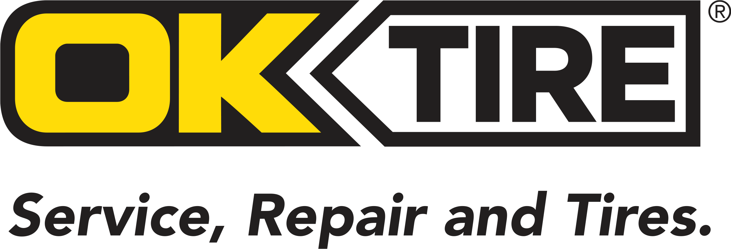 Ok Tire - Ok Tire Logo (2400x818), Png Download