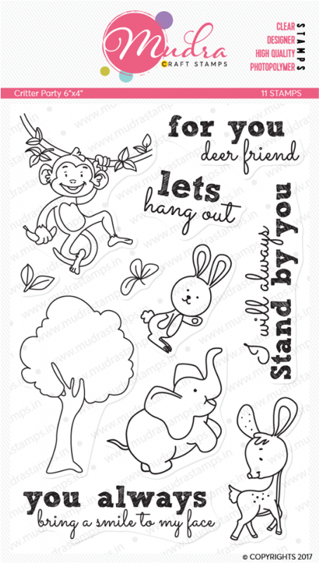 Image Result For Mudra Critter Party Stamps - Mudra Stamps - Let's Party - 6"x4" (800x800), Png Download