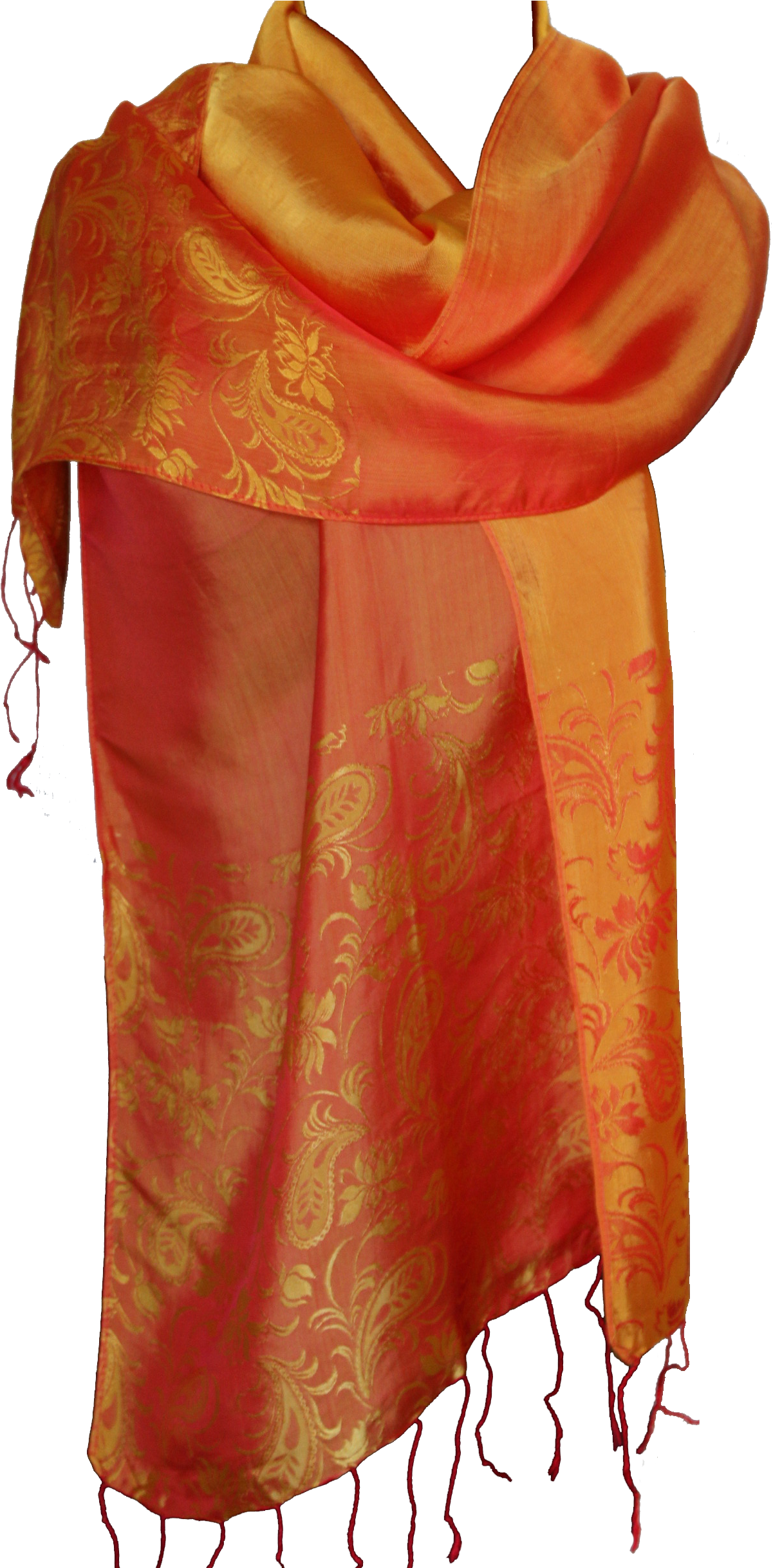 Clipart Black And White Scarf Transparent Silk - Orange Shawl Png (1728x2435), Png Download