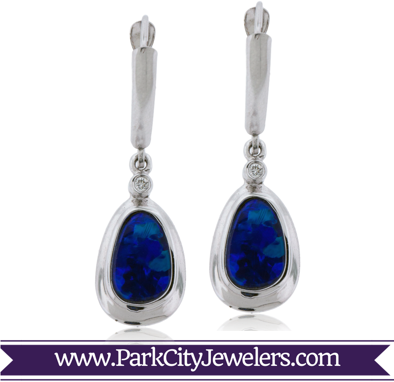 Australian Opal Leverback Earrings - Diamond Snowflake Pendant (800x800), Png Download