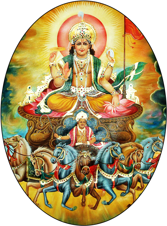 Surya Dev Png - Lord Surya On The Seven Horse Chariot, (1000x1000), Png Download