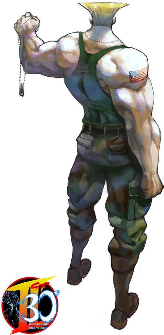 Our Street Fighter 30th Tribute - Street Fighter Guile Art (544x1120), Png Download