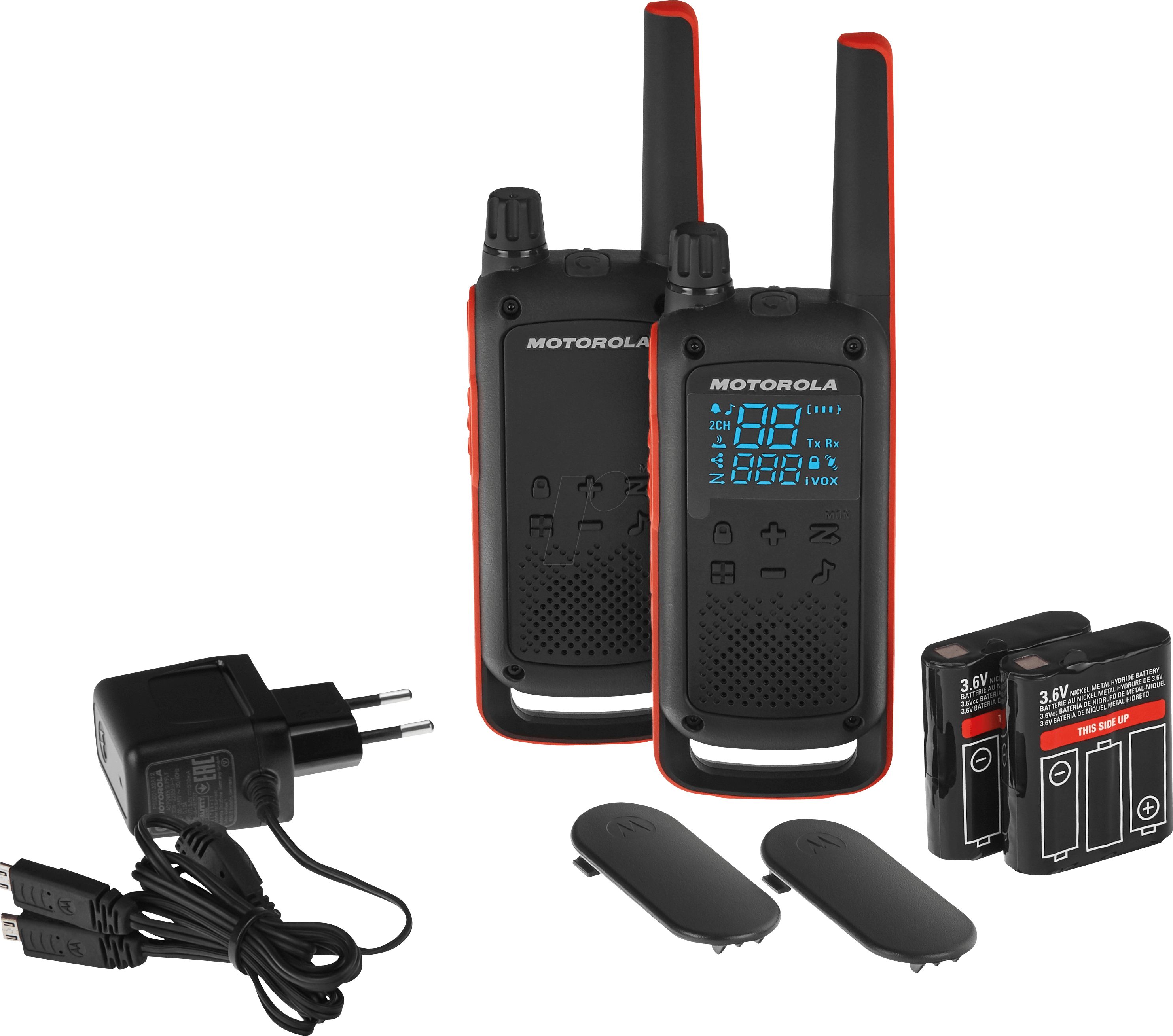 Walkie-talkies, Red/black, Ipx3 Motorola - Motorola Tlkr T82 Orange/black Walkie Talkie (2965x2619), Png Download