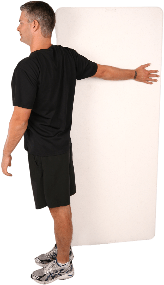 Shift Your Weight Onto Your Front Leg, Leaning Forward, - Pec Stretch (836x1254), Png Download