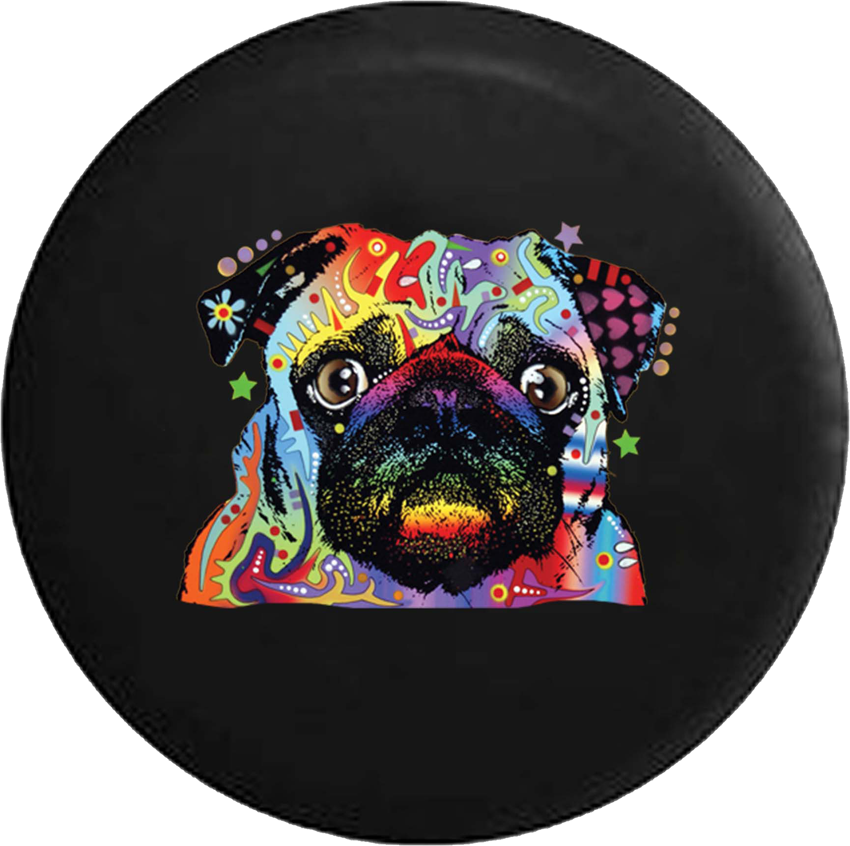 Pug Bug Eyes Dog Face Neon Artistic Dog Jeep Camper - Pug Abstract (1725x1718), Png Download