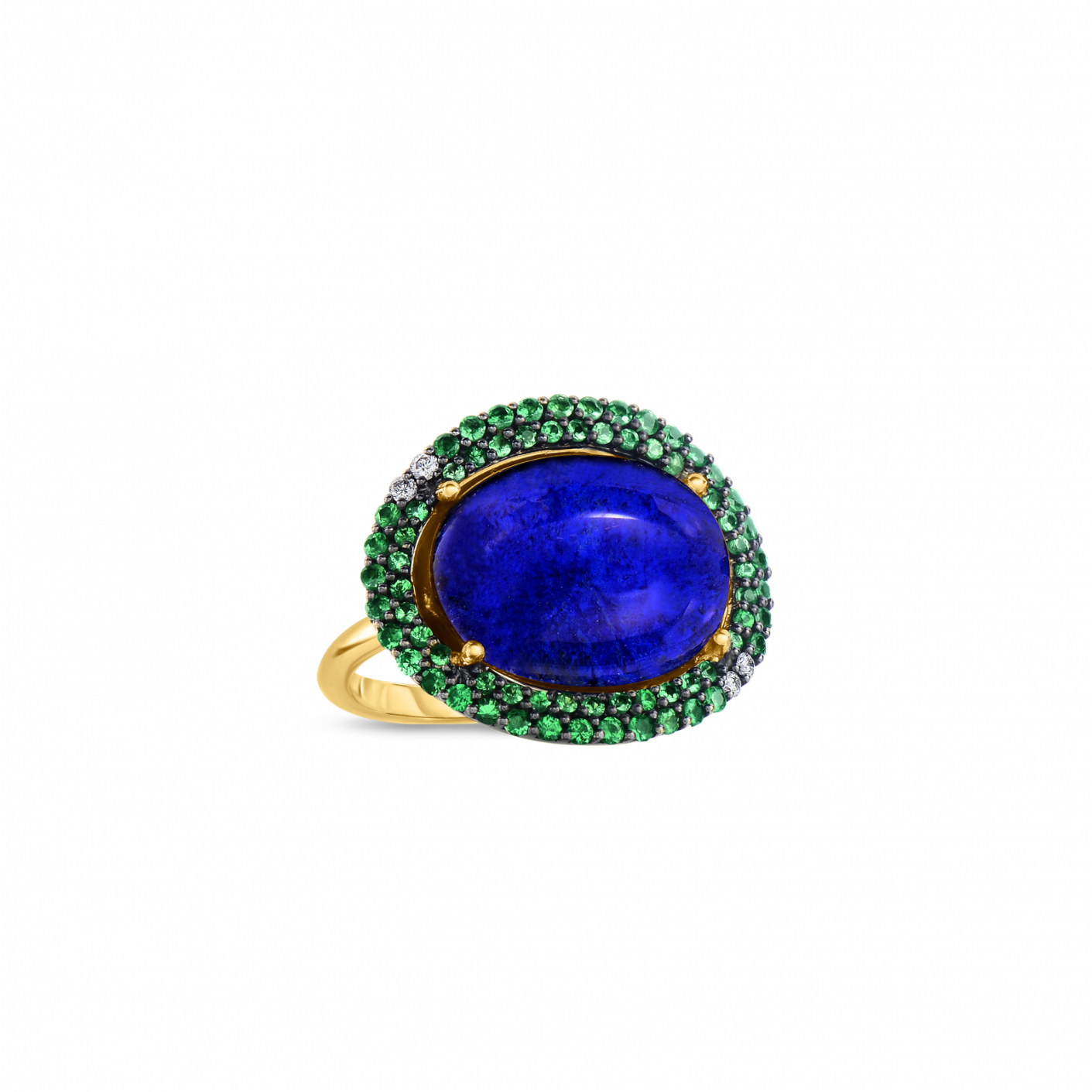 Roberto Coin Art Deco Ring With Lapis And Tsavorite - Sapphire (1410x1800), Png Download