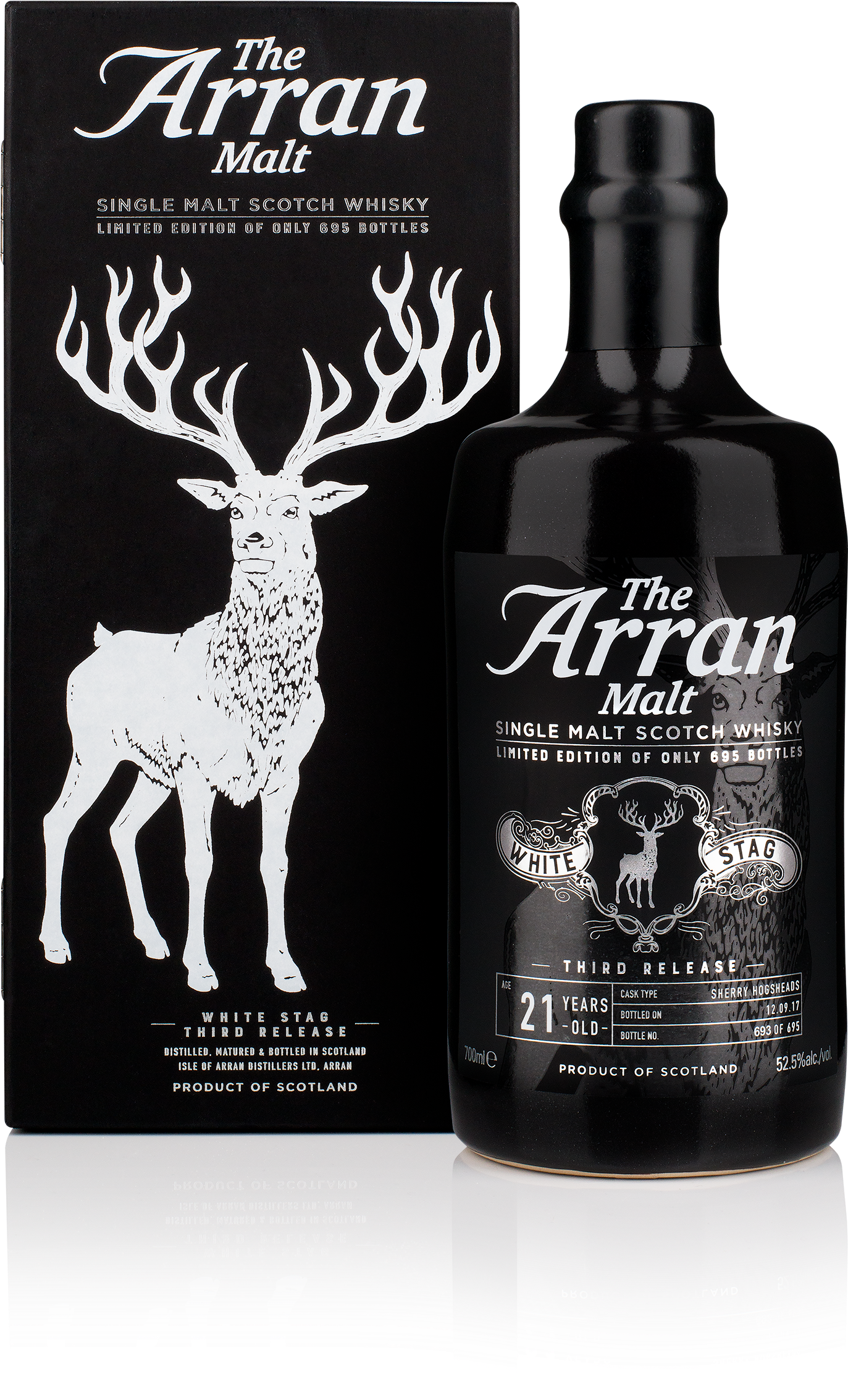 Arran White Stag Bottle And Box - Arran 1997 / 19 Year Old / Sherry Cask / Twe Exclusive (1739x2500), Png Download