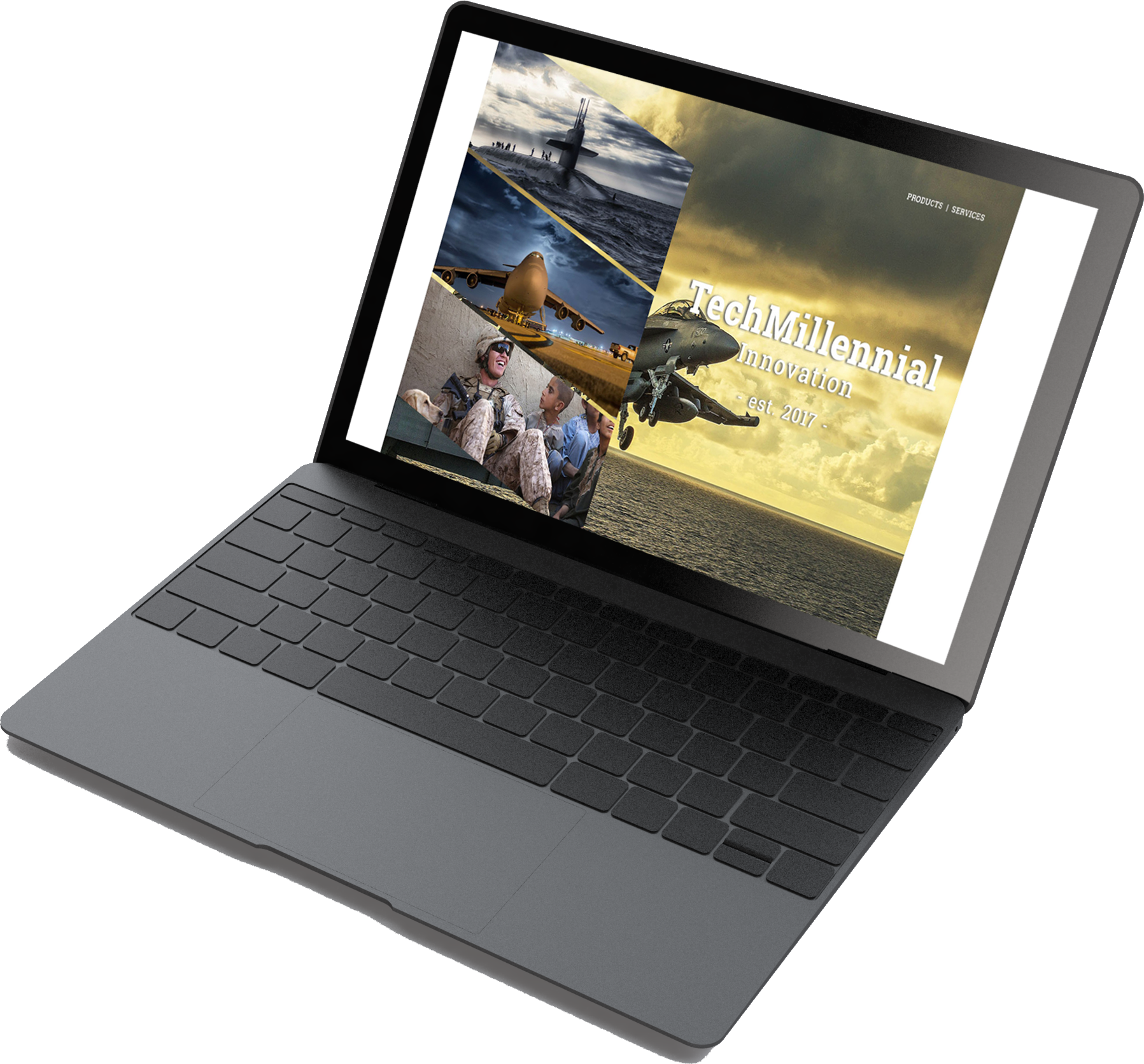 Laptop Screen - Military Fighter Jet Taking Off From Aircraft Carrier (1797x1672), Png Download