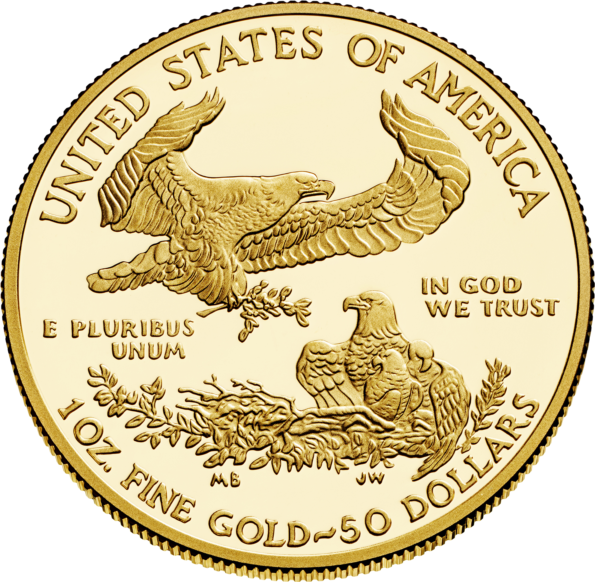 Liberty $50 Reverse - 2018 Gold American Eagle (2000x2000), Png Download