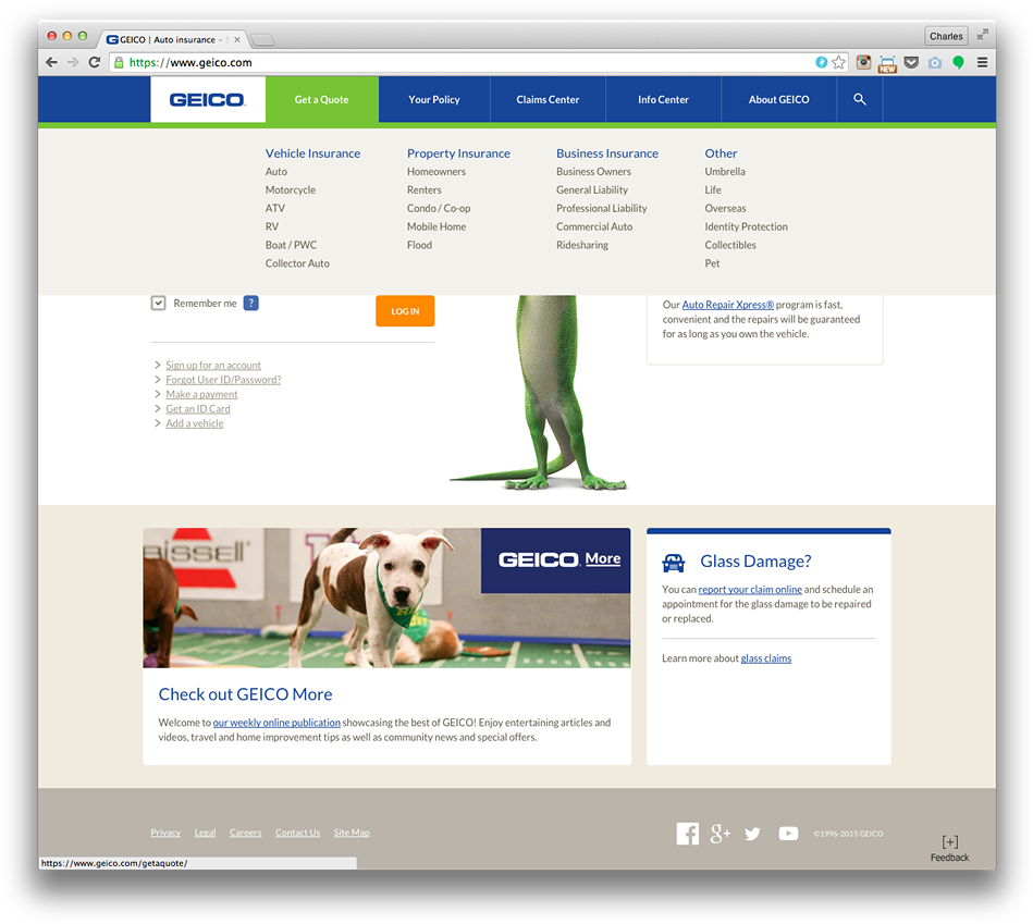 Charlie Humphries Executive Interactive Producer Geico - Geico Renters Insurance (960x860), Png Download