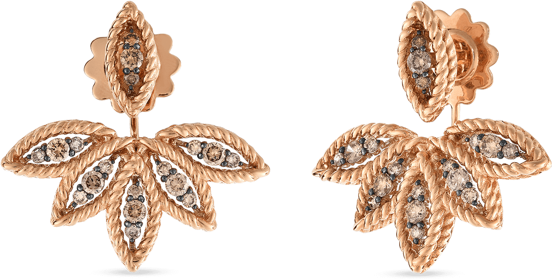 Roberto Coin 18k Rose Gold Brown Diamond Stud - Earring (1600x1600), Png Download