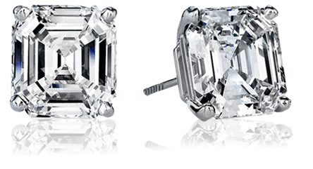 Asscher Cut Diamond Stud Earrings - Asscher Cut Stud (600x500), Png Download