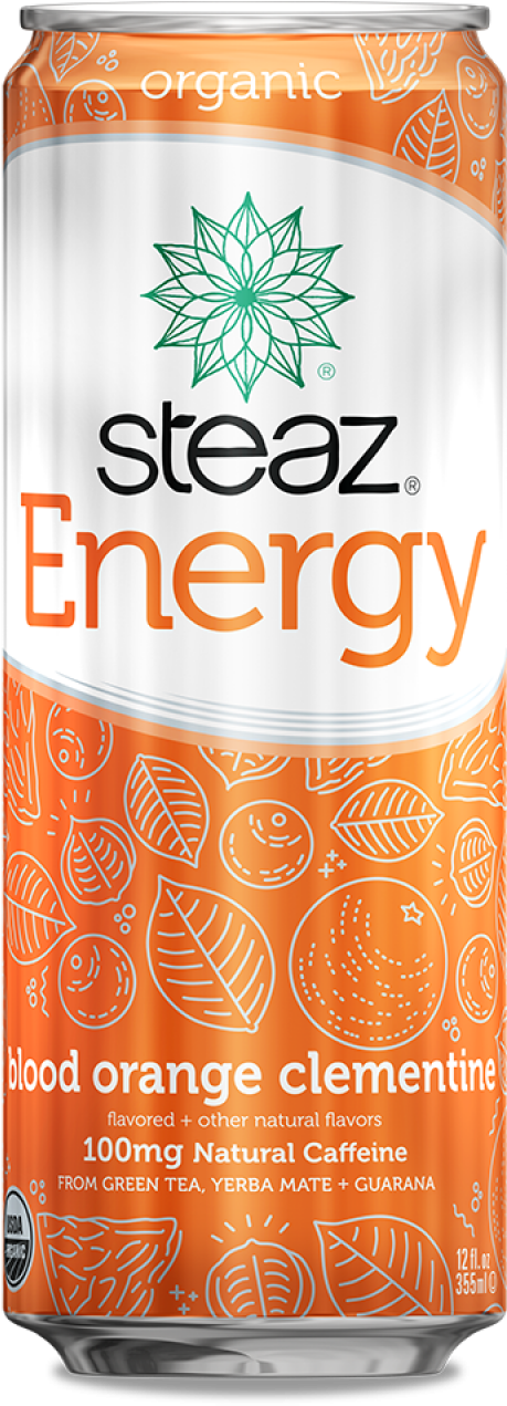 Orange Energy - Steaz Organic Energy Drink Berry Flavor, 12 Ounce (pack (600x1420), Png Download