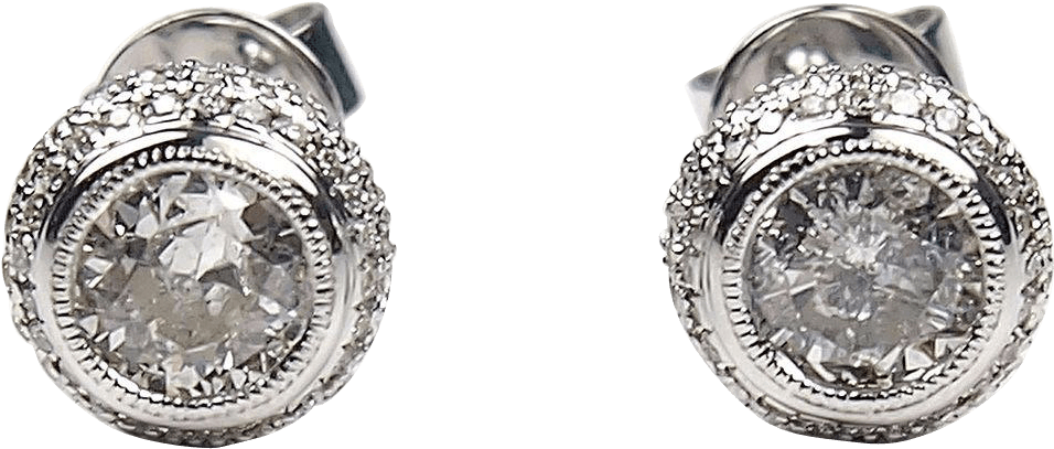 Diamond Earrings Png Download - 1.20 Ctw Diamond Stud Earrings 14k White Gold (955x955), Png Download