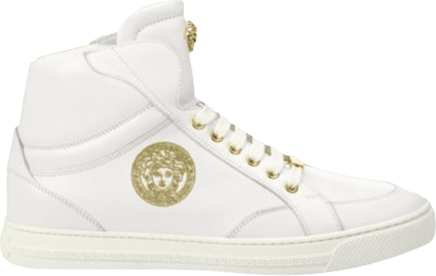 Versace Nappa Leather Mid Top Sneaker 'white' - Goat (851x540), Png Download