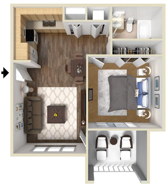 Dogwood Apartment Floor Plan - Floor Plan (620x705), Png Download