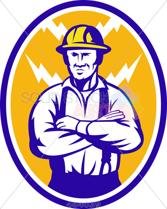 Stock Illustration Of Old Fashioned Cartoon Rendition - Electrician (340x426), Png Download