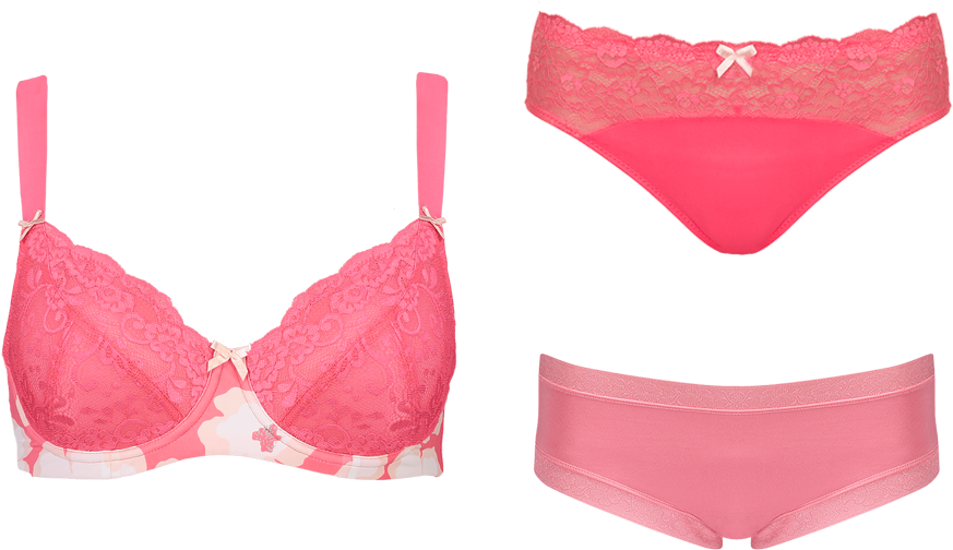 Support Floral Print Coral 3 Piece Set Setr04 2091coral - Bra (1000x926), Png Download