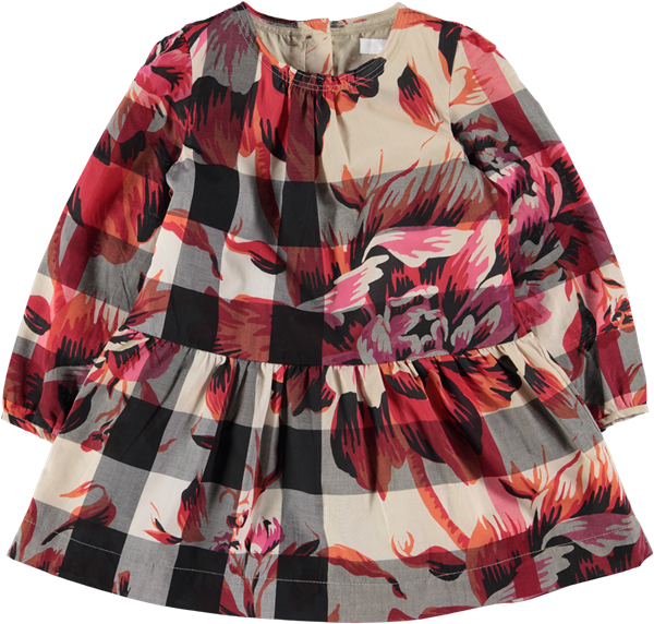 Babies Check Detail Floral Print Dress Beige Multi - Pattern (600x600), Png Download