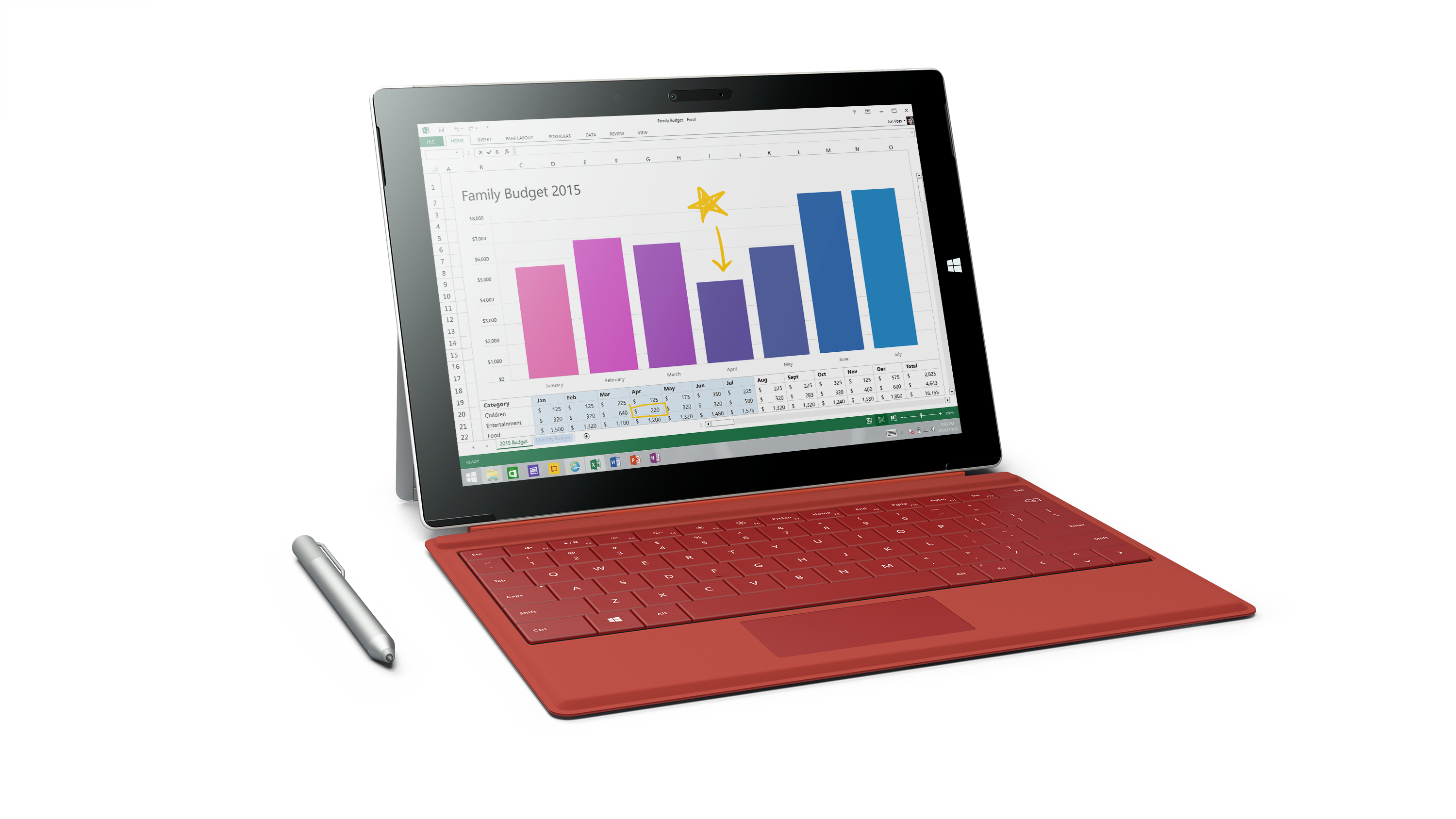 Microsoft Surface 3 Type Cover Mechanical Keyboard (3000x1688), Png Download