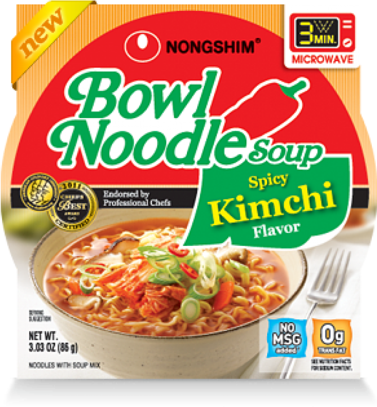 Nongshim Kimchi Flavor Noodle Bowl - Nong Shim Noodle Bowl Soup, Spicy Kimchi - 3.03 Oz (800x800), Png Download
