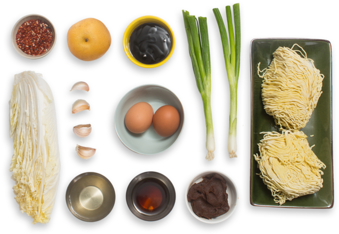 Kimchi & Barley Miso Ramen With Soft-boiled Eggs & - Ramen (700x477), Png Download
