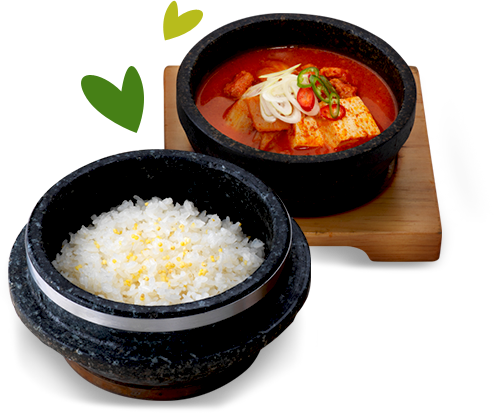 Kimchi Jjigae And Iron Pot Rice - Kimchi-jjigae (494x413), Png Download