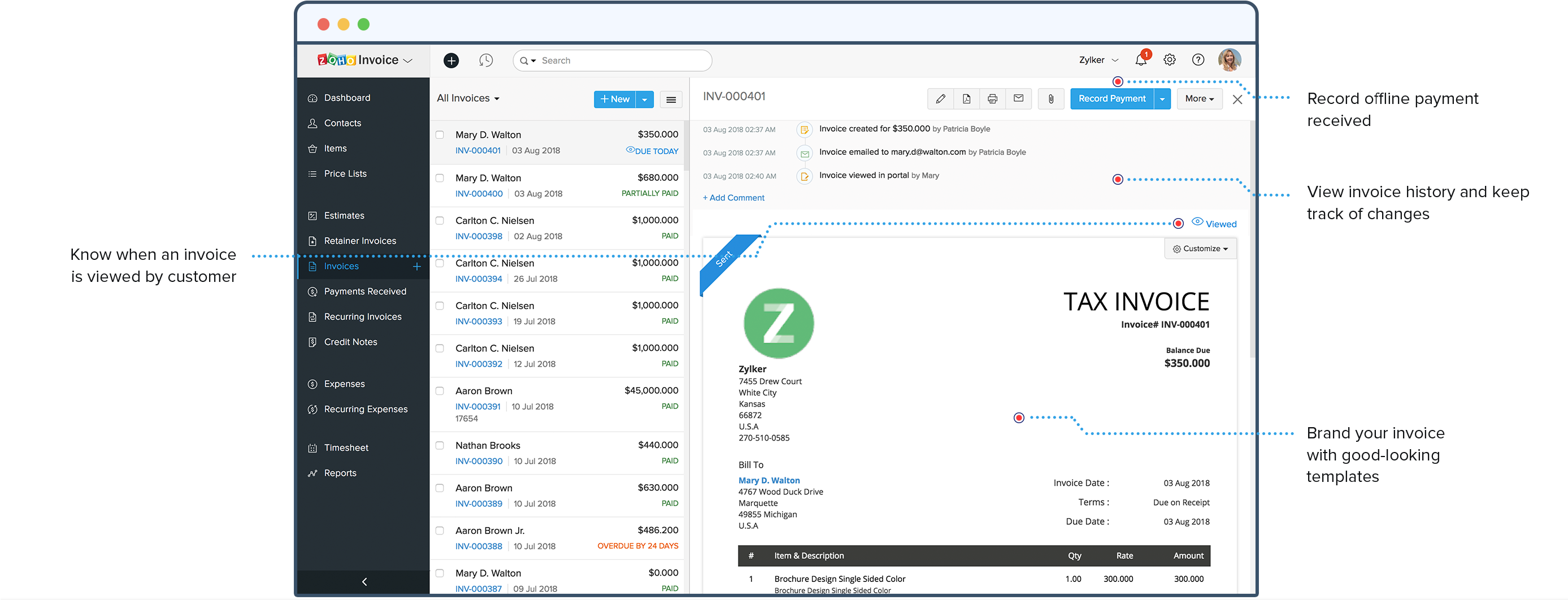 Create Invoice - Zoho Invoice - Zoho Office Suite (2774x1068), Png Download