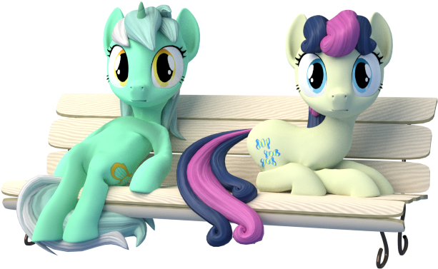 3d, 3d Model, Artist - Mlp Sitting On Bench (712x475), Png Download