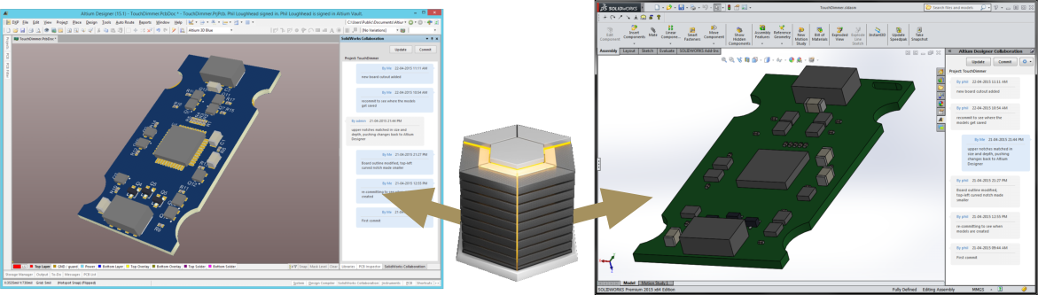 Design Changes Are Passed From Altium Designer Transparently - Altium Designer Vs Solidworks Pcb (1171x333), Png Download