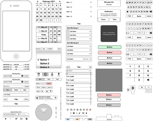 Iphone Gui Wireframe Set By Roy Abbink, Via Behance - Website Wireframe (600x476), Png Download