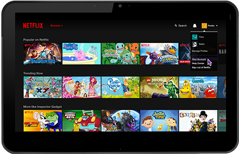 Click Your Name On The Top Right, Then Click "your - Ipad Netflix Kids (640x300), Png Download