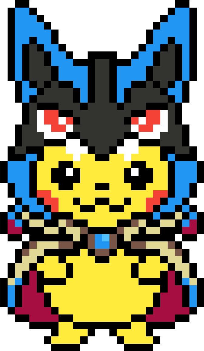 Pikachu Wearing Mega Lucario Hoodie - Pixel Art Pikachu Lucario (1200x1200), Png Download