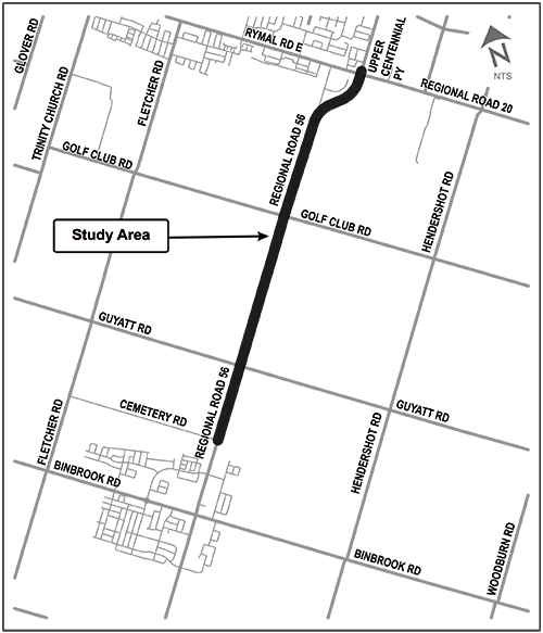 Location Map Of Highway 56 Traffic Study Area - Diagram (500x583), Png Download