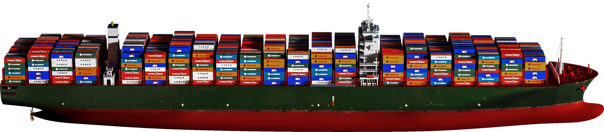 Discovering True Potential In Container Ships - Container Ship Side Profile (2100x462), Png Download