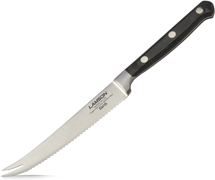 Serrated Tomato Knife 5" - Carving Fork (1000x937), Png Download