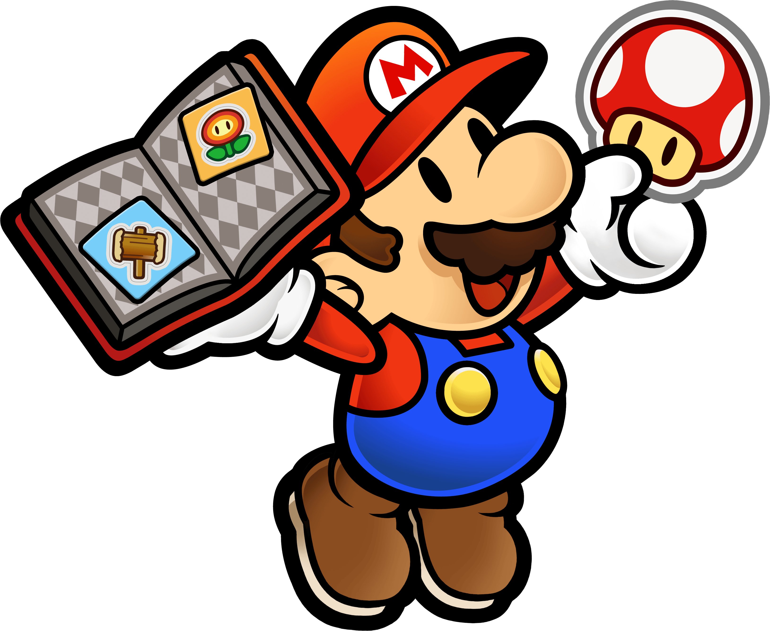 Mario Holding A Book Of Stickers And A Mushroom - War Of The Fat Italians 2018 (3256x2669), Png Download