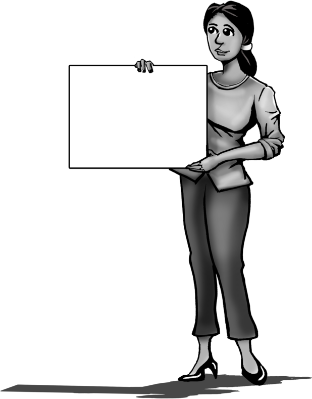 Woman With Sign Png - Cartoon (620x817), Png Download