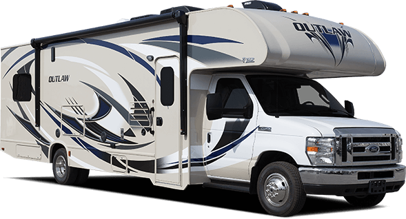 Thor Motor Coach Outlaw Motor Home Class C - Thor Outlaw Class C Toy Hauler (589x318), Png Download