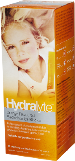 Hydralyte Orange Electrolyte Ice Blocks 16's - Hydralyte Rehydration Orange Flavoured Ice Blocks 16 (988x988), Png Download