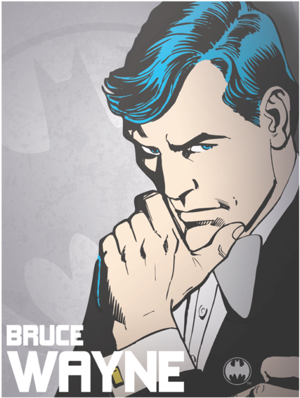 Dc Comics Bruce Wayne Youth T Shirt - Batman & Robin - Bruce Wayne T-shirt Size M (450x600), Png Download